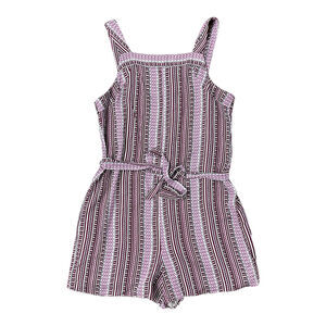 1.STATE Womens Romper Striped Purple Square Neck Tie Jumpsuit Size Medium